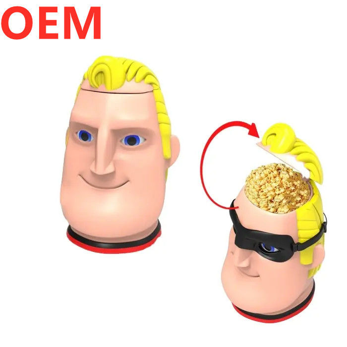 Kreatywny, niestandardowy wiaderek z popcornem z kreskówek, OEM Design 3D Plastic Popcorn Bucket Container