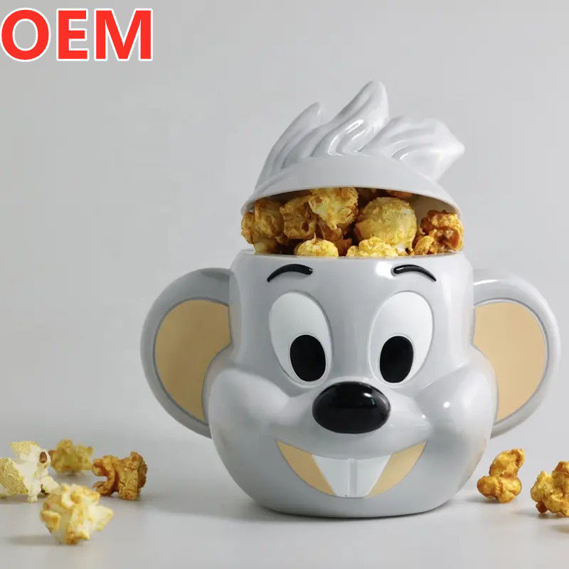 Kreatywny, niestandardowy wiaderek z popcornem z kreskówek, OEM Design 3D Plastic Popcorn Bucket Container