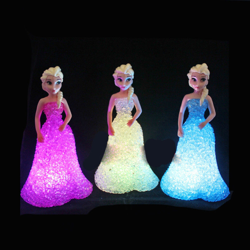 Mini Custom Elsa Anna Sofia LED kolorowe światła gradient kryształowa nocna lampa księżniczka
