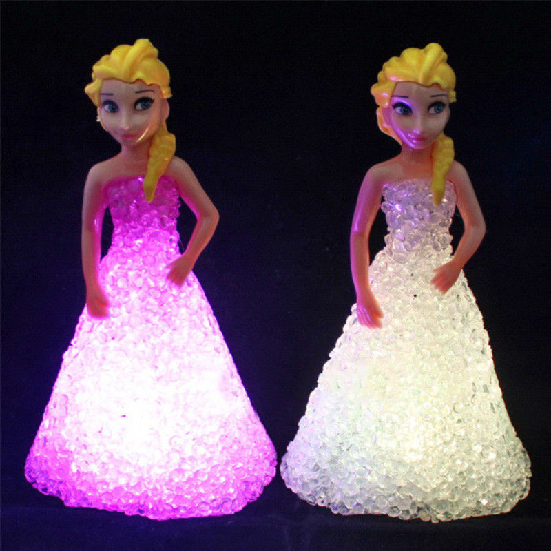 Mini Custom Elsa Anna Sofia LED kolorowe światła gradient kryształowa nocna lampa księżniczka