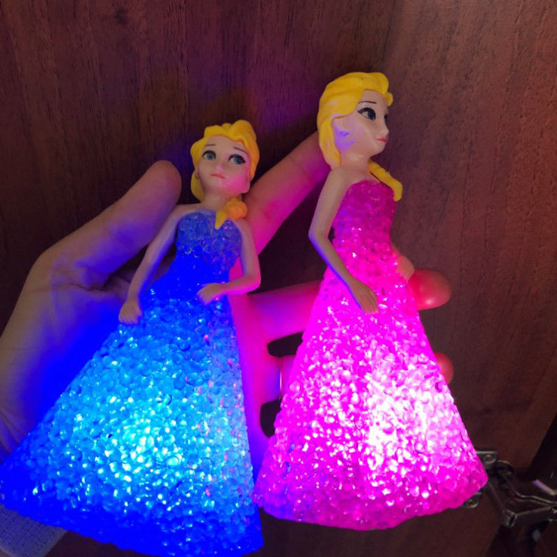 Mini Custom Elsa Anna Sofia LED kolorowe światła gradient kryształowa nocna lampa księżniczka