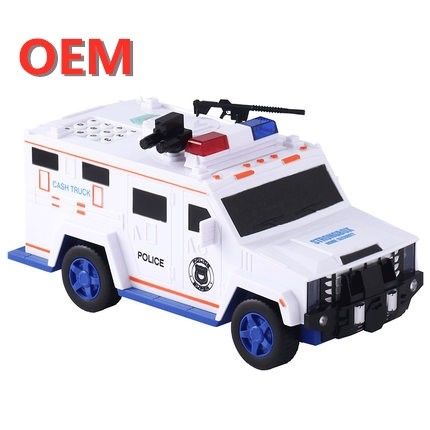 Custom Robotic Policja Samochód Zabawka Moneta Bank Fingerprint Karton Plastic Money Box