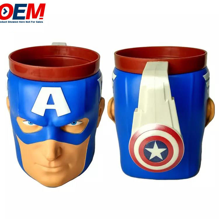 Plastic 3D Figural Popcorn Bucket Container Shaped Hero Captain Character Mug Dostawca