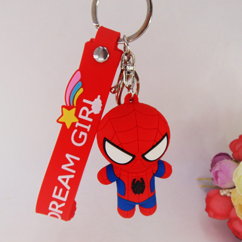 Zastosowane 3D animowane Captain America Gumkowy łańcuch kluczyki Pvc Łańcuch kluczykowy do torebki szkolnej
