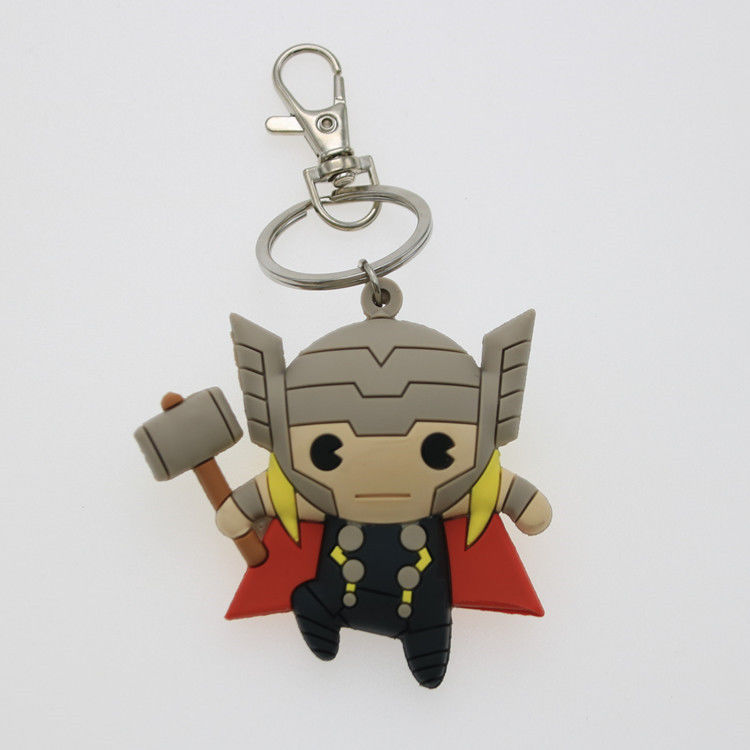Zastosowane 3D animowane Captain America Gumkowy łańcuch kluczyki Pvc Łańcuch kluczykowy do torebki szkolnej