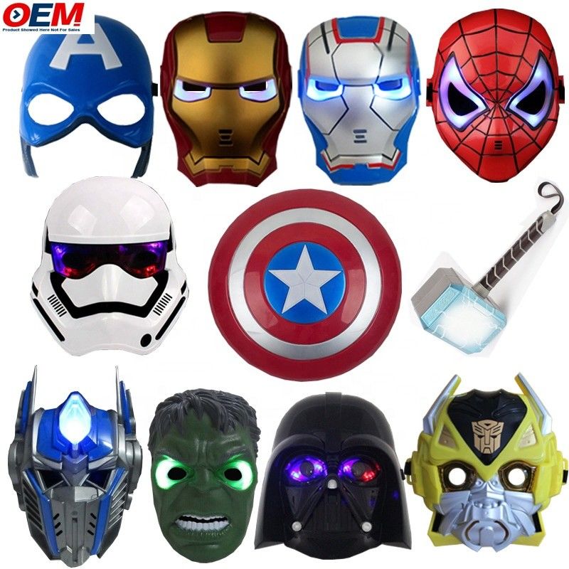 Niestandardowe maski na Halloween PVC Superbohater Spider Iron Hero Hulk Kapitan Ameryka Maski kostiumy cosplay Maski twarzy
