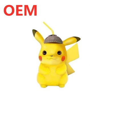 Stworzenie na zamówienie Plastic Shape 3D Cartoon Pikachu Figure Straw cup custom pvc cup